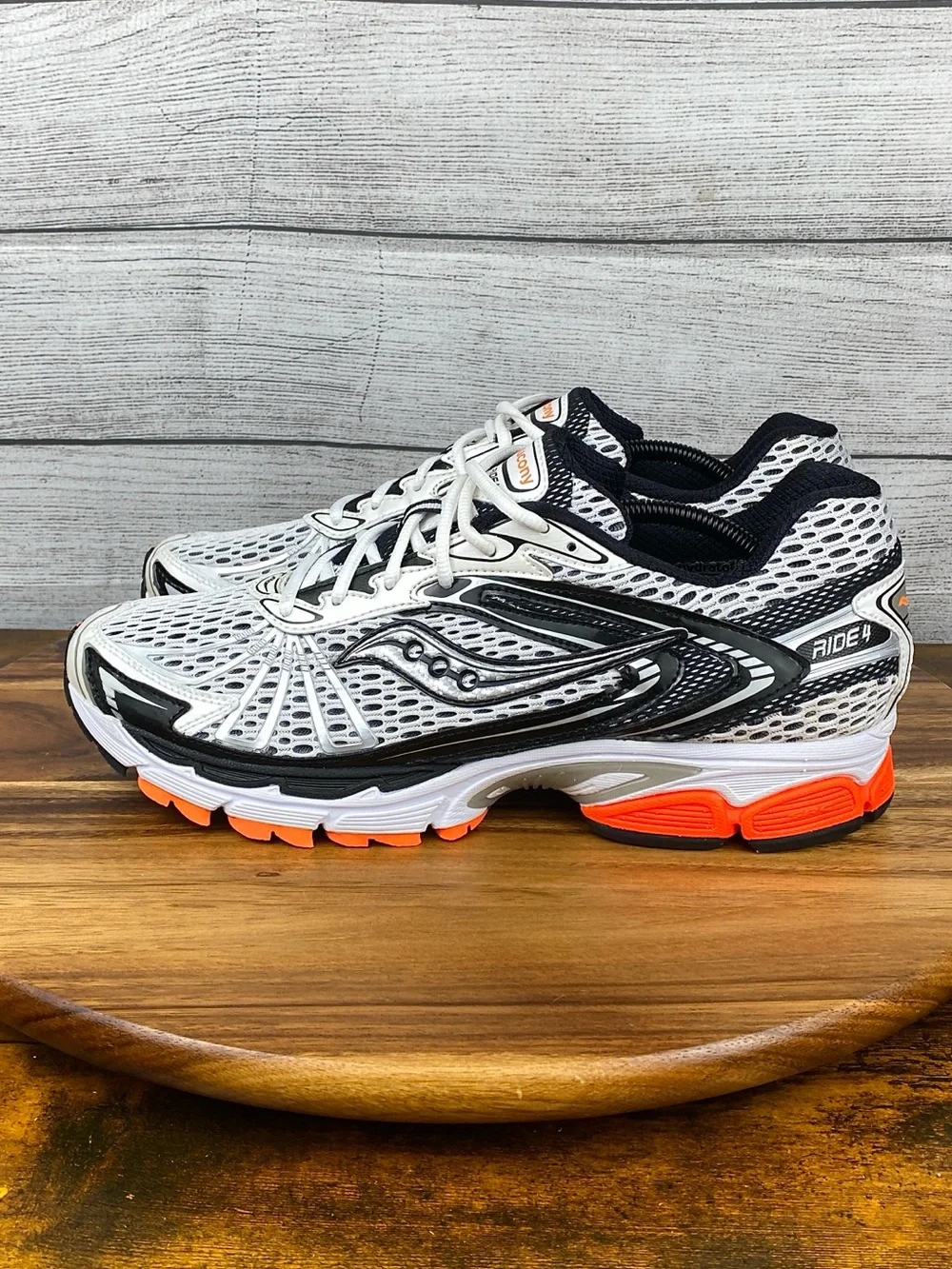 Saucony Ride 5 Millennium Silver White Orange Y2K Sneakers Men’s Shoe Size 12